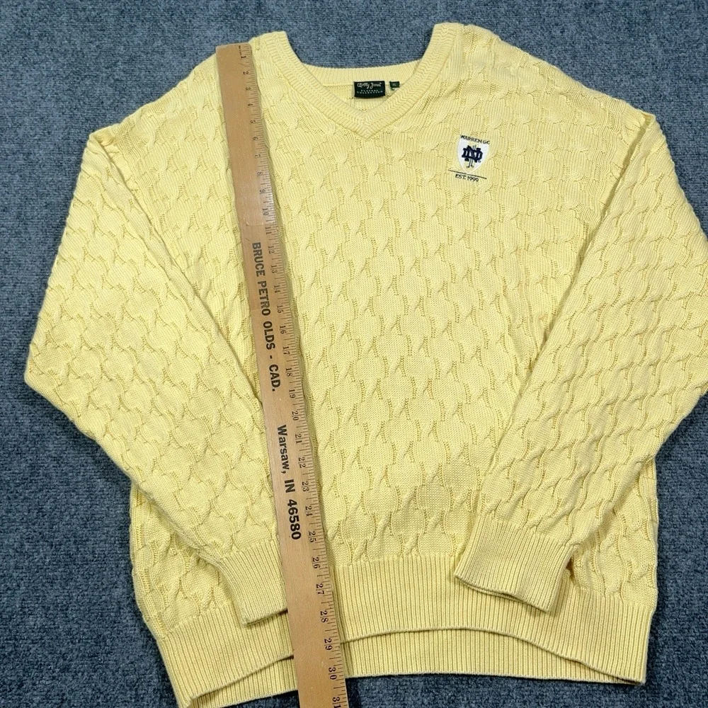 VTG Bobby Jones Notre Dame Chunky Cable 3D‎ Knit Sweater Mens XL Grandpa Golf
